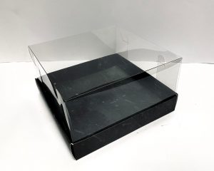 קופסא שקופה לעוגה אבן שחורה 24*24 גובה 13 ס"מ